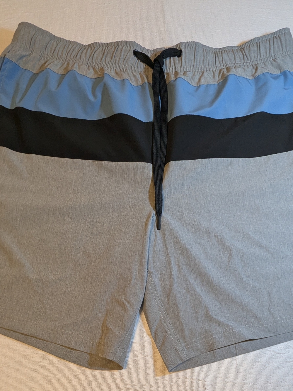 Nautica Gray, Blue & Black Colorblock Swim Trunks